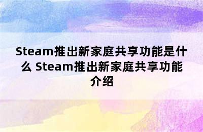 Steam推出新家庭共享功能是什么 Steam推出新家庭共享功能介绍